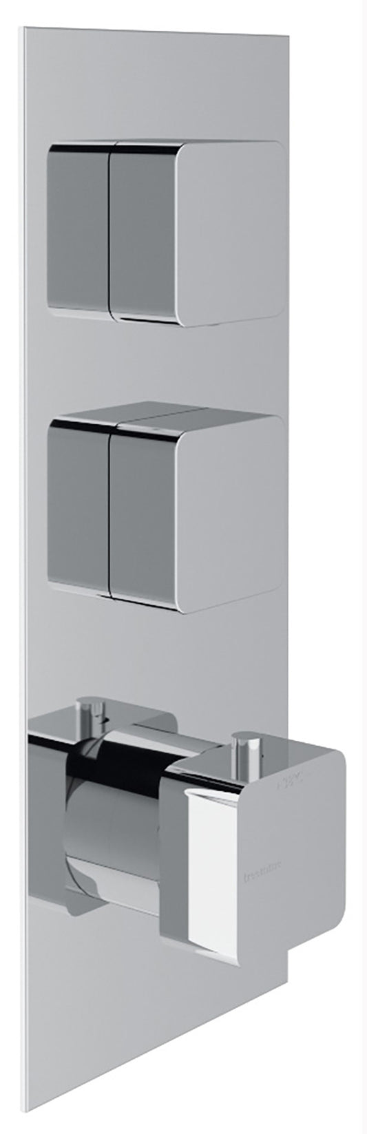 Rubinetterie Treemme 3M Hask RWIT 7286 CC 77 + RWIT 7286 ZZ 30 Miscelatore Termostatico Doccia Incasso Muro 2 Uscite Tre Fori 1 Leva Con Piastra Doppio Orientamento Ottone Cromata Parte Interna Esterna Incluse