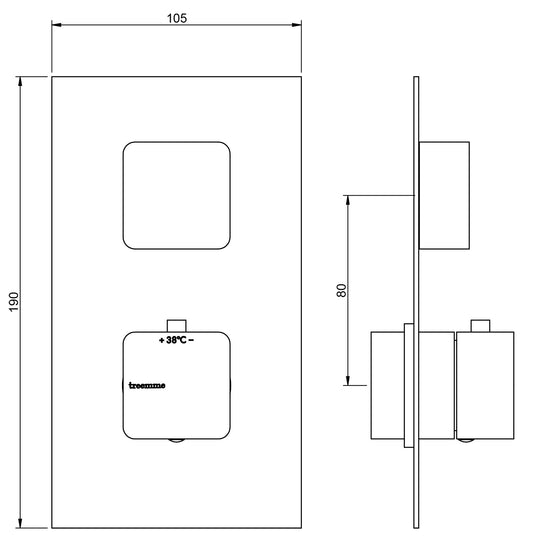 Rubinetterie Treemme 3M Hask RWIT 7287 CC 77 + RWIT 7287 ZZ 30 Miscelatore Termostatico Doccia Incasso Muro 1 Uscita Due Fori 1 Leva Con Piastra Doppio Orientamento Ottone Cromata Parte Interna Esterna Incluse