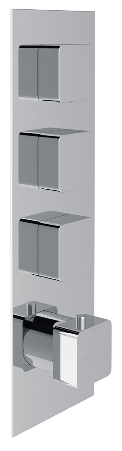 Rubinetterie Treemme 3M Hask RWIT 7294 CC 77 + RWIT 7294 ZZ 30 Miscelatore Termostatico Doccia Incasso Muro 3 Uscite 4 Fori 1 Leva Con Piastra Doppio Orientamento Materiale Ottone Finitura Cromata Parte Interna Esterna Incluse