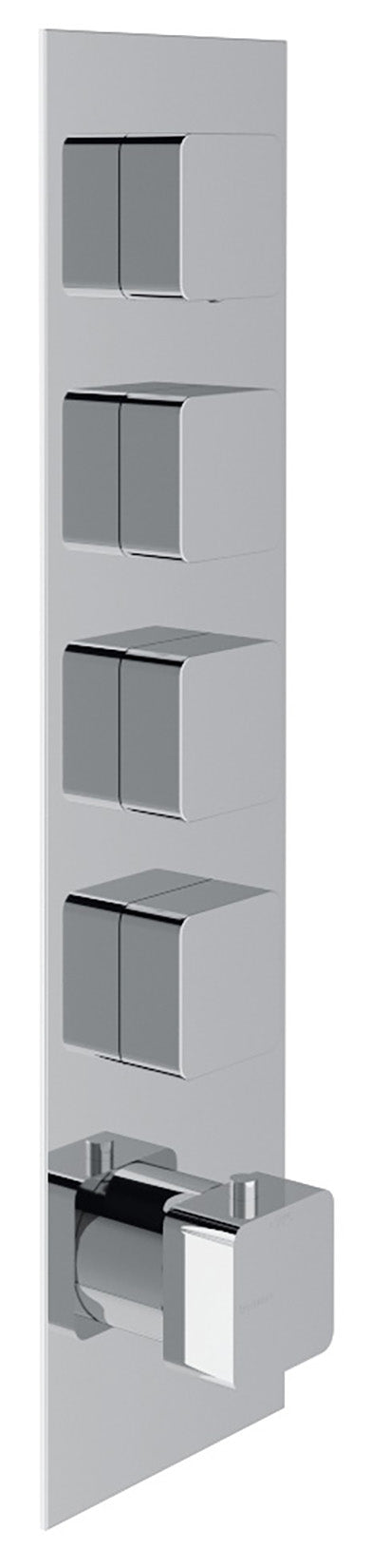 Rubinetterie Treemme 3M Hask RWIT 7297 CC 77 + RWIT 7297 ZZ 30 Miscelatore Termostatico Doccia Incasso Muro 4 Uscite 5 Fori 1 Leva Con Piastra Doppio Orientamento Materiale Ottone Finitura Cromata Parte Interna Esterna Incluse