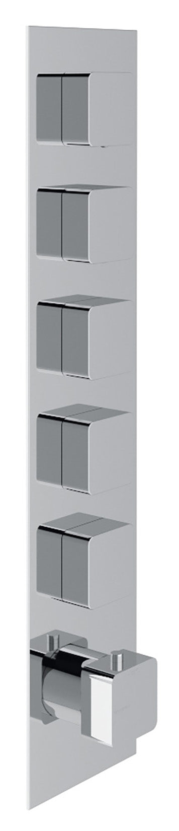 Rubinetterie Treemme 3M Hask RWIT 7298 CC 77 + RWIT 7298 ZZ 30 Miscelatore Termostatico Doccia Incasso Muro 5 Uscite 6 Fori 1 Leva Con Piastra Doppio Orientamento Materiale Ottone Finitura Cromata Parte Interna Esterna Incluse