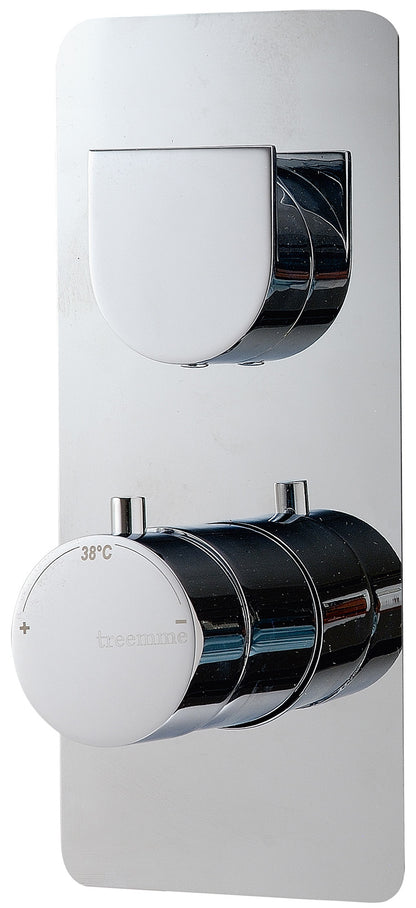 Rubinetterie Treemme 3M Hask RWIT 8A72 CC 05 + RWIT 8A46 ZZ 20 Miscelatore Termostatico Doccia Incasso Muro Con Deviatore 3 Uscite Due Fori 1 Leva Con Piastra Staffa Per Cartongesso Ottone Cromata Parte Interna Esterna Incluse