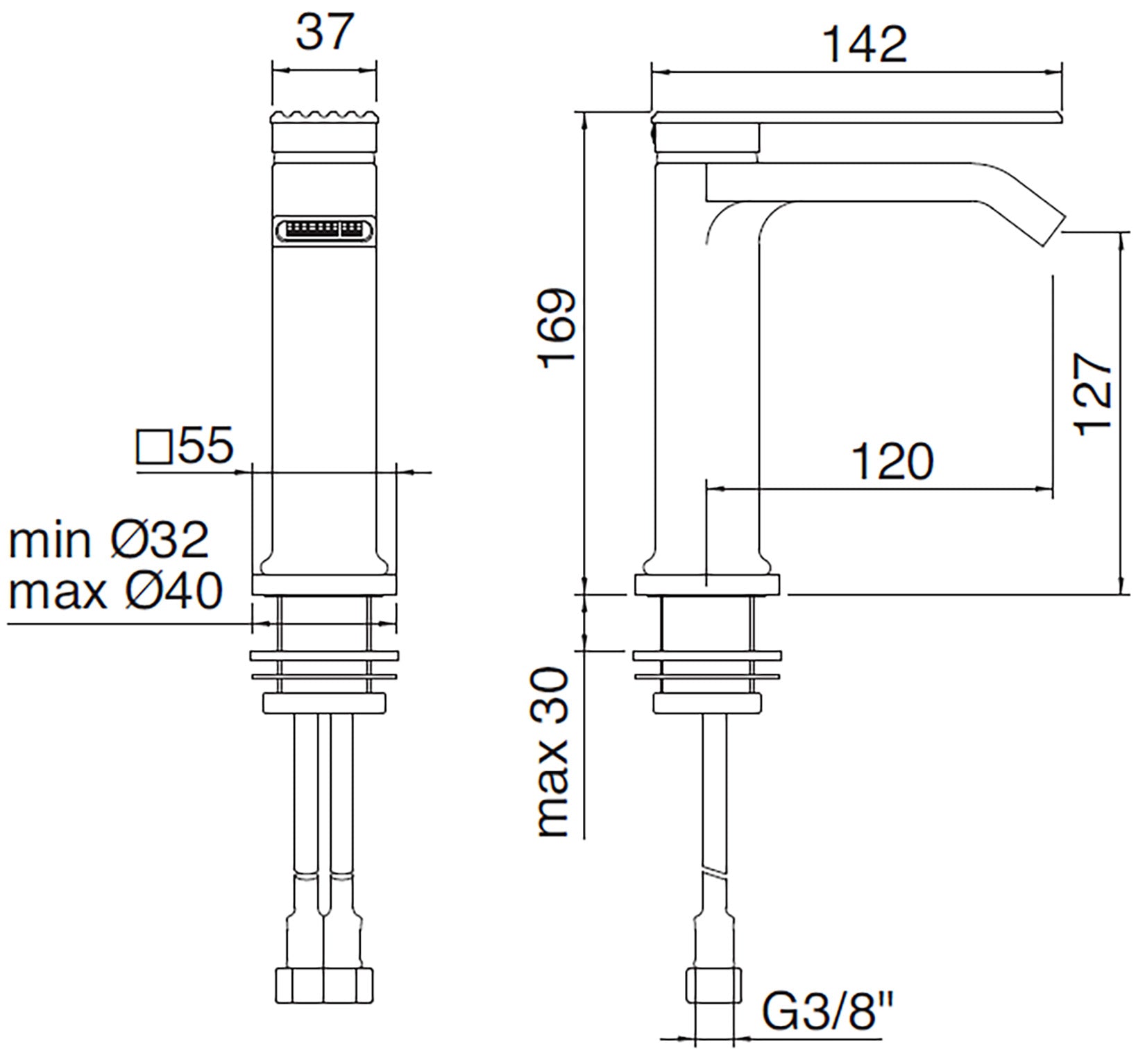 Rubinetterie Treemme 3M Ios IT 2A11 CC RM ZZ Miscelatore Lavabo 127 mm Monocomando Appoggio 1 Leva Monoforo Stile Moderno Altezza 169 mm Lunghezza 142 mm Materiale Ottone Finitura Cromato 