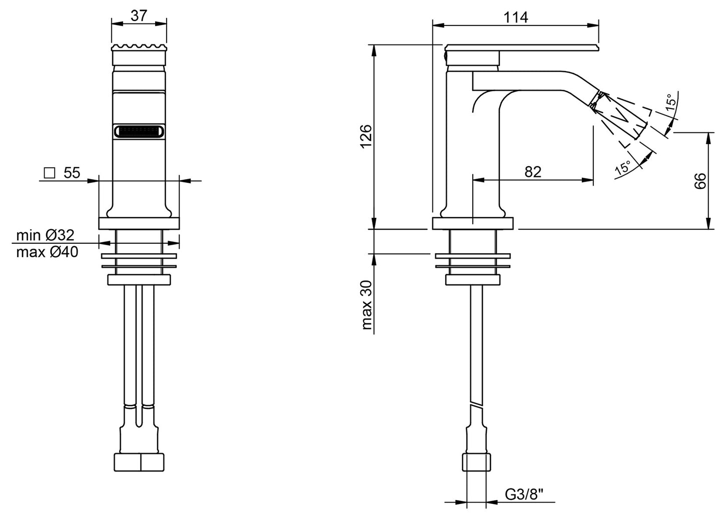 Rubinetterie Treemme 3M Ios IT 2A22 CC RM CS Miscelatore Bidet Monoforo Monocomando Appoggio 1 Leva Stile Moderno Altezza 126 mm Lunghezza 114 mm Senza Piletta Di Scarico Materiale Ottone Finitura Cromato Areatore Orientabile