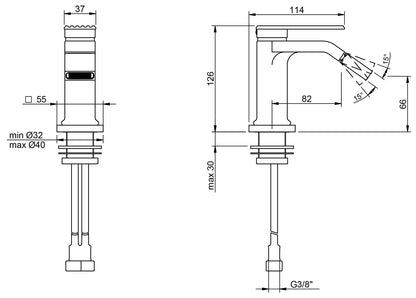 Rubinetterie Treemme 3M Ios IT 2A22 CC RM CS Miscelatore Bidet Monoforo Monocomando Appoggio 1 Leva Stile Moderno Altezza 126 mm Lunghezza 114 mm Senza Piletta Di Scarico Materiale Ottone Finitura Cromato Areatore Orientabile