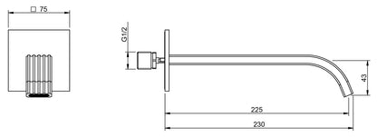Rubinetterie Treemme 3M Ios IT 2A61 CC ZZ ZZ Bocca Muro 225 mm Getto Erogazione Uscita Acqua Installazione Parete Materiale Ottone Finitura Cromata Stile Moderno Monoforo Lunghezza 230 mm Portata Acqua 6 Litri Al Minuto
