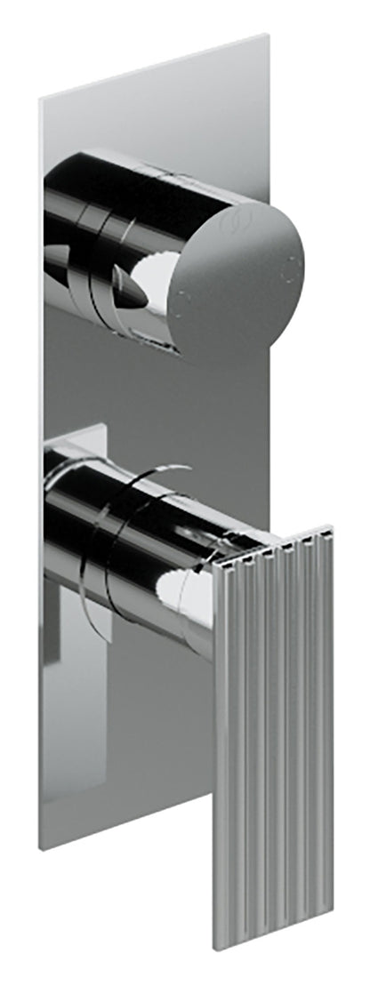 Rubinetterie Treemme 3M Ios RWIT 2AA2 CC 02 + RWIT 22A2 ZZ 01 Miscelatore Monocomando Doccia Incasso Muro Meccanico Deviatore 2 Uscite Con Piastra Verticale Due Fori 1 Manopola Materiale Ottone Finitura Cromata Parte Interna Esterna Incluse