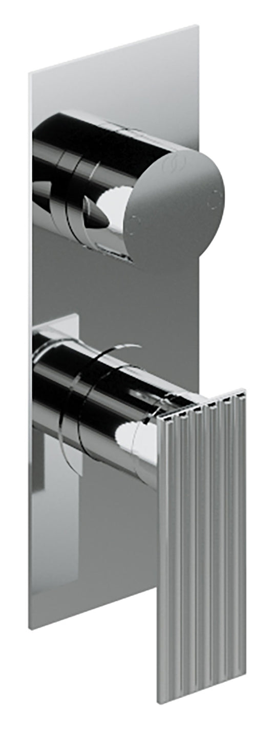 Rubinetterie Treemme 3M Ios RWIT 2AA2 CC 02 + RWIT 22A2 ZZ 01 Miscelatore Monocomando Doccia Incasso Muro Meccanico Deviatore 2 Uscite Con Piastra Verticale Due Fori 1 Manopola Materiale Ottone Finitura Cromata Parte Interna Esterna Incluse