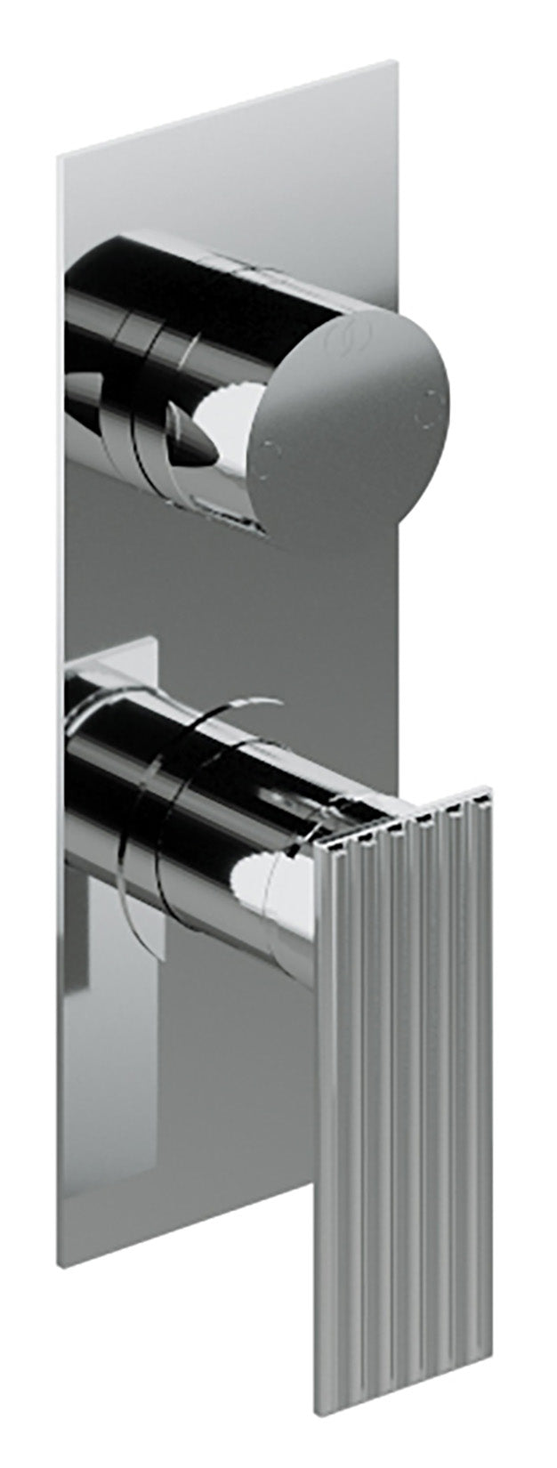 Rubinetterie Treemme 3M Ios RWIT 2AA3 CC 02 + RWIT 22A2 ZZ 01 Miscelatore Monocomando Doccia Incasso Muro Meccanico Deviatore 3 Uscite Con Piastra Verticale Due Fori 1 Manopola Materiale Ottone Finitura Cromata Parte Interna Esterna Incluse