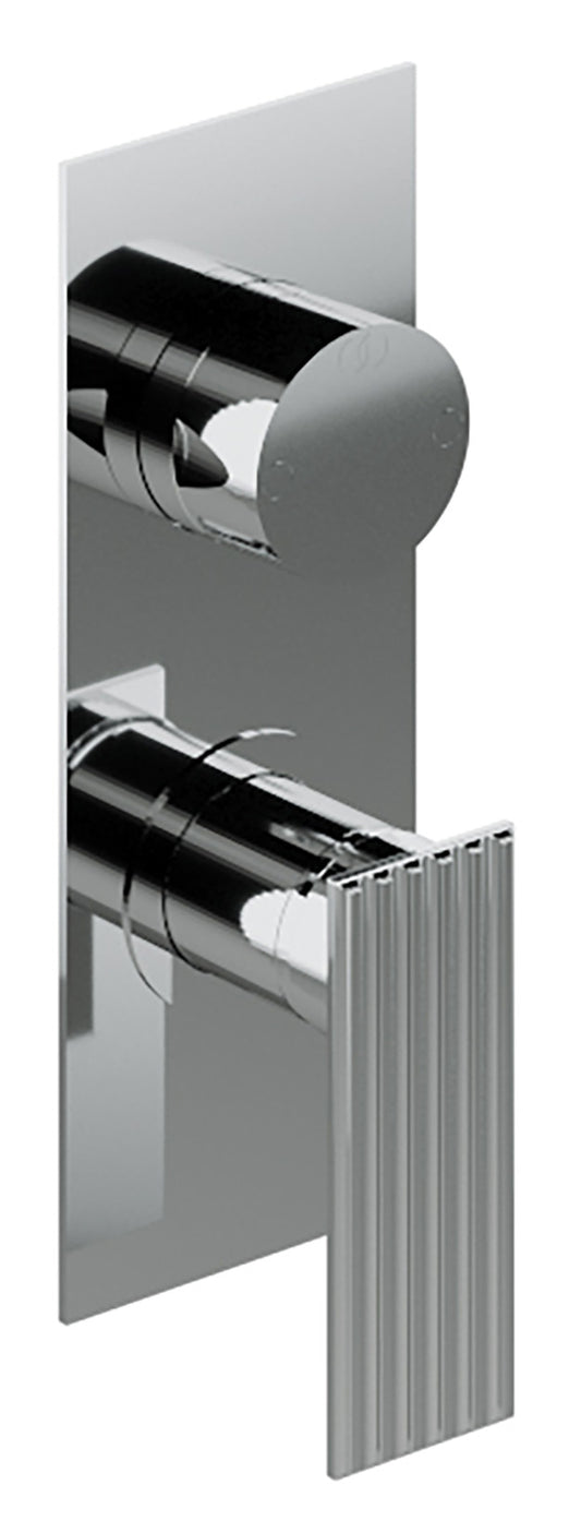 Rubinetterie Treemme 3M Ios RWIT 2AA3 CC 02 + RWIT 22A2 ZZ 01 Miscelatore Monocomando Doccia Incasso Muro Meccanico Deviatore 3 Uscite Con Piastra Verticale Due Fori 1 Manopola Materiale Ottone Finitura Cromata Parte Interna Esterna Incluse