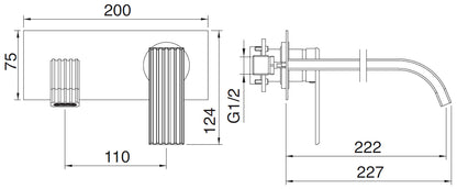 Rubinetterie Treemme 3M Ios RWIT 2AA6 CC 04 + RWIT 51A5 ZZ 01 Miscelatore Lavabo 222 mm Monocomando Incasso a Parete Con Piastra 1 Leva 2 Fori Stile Moderno Lunghezza 227 mm Materiale Ottone Finitura Cromato Parte Interna Esterna Incluse