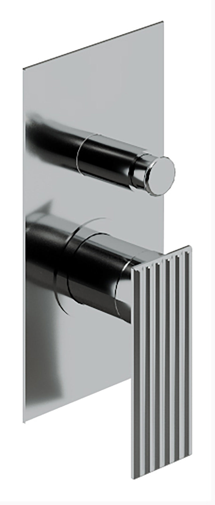 Rubinetterie Treemme 3M Ios RWIT 2AB1 CC 04 + RWIT 51B1 ZZ 03 Miscelatore Monocomando Vasca / Doccia Incasso Muro Meccanico Deviatore 2 Uscite Con Piastra Due Fori 1 Manopola Materiale Ottone Finitura Cromata Parte Interna Esterna Incluse