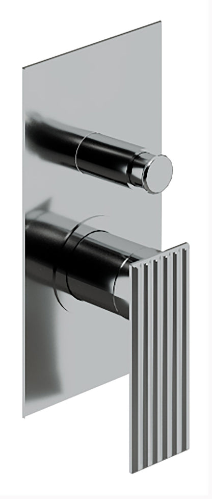 Rubinetterie Treemme 3M Ios RWIT 2AB1 CC 04 + RWIT 51B1 ZZ 03 Miscelatore Monocomando Vasca / Doccia Incasso Muro Meccanico Deviatore 2 Uscite Con Piastra Due Fori 1 Manopola Materiale Ottone Finitura Cromata Parte Interna Esterna Incluse