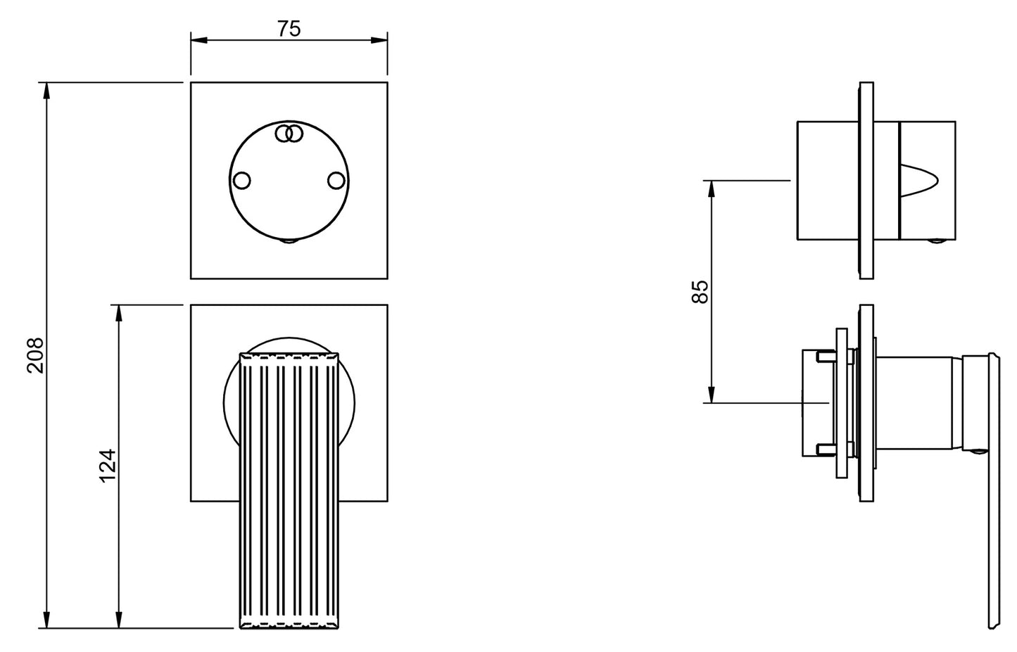 Rubinetterie Treemme 3M Ios RWIT 2AC2 CC 02 + RWIT 22A2 ZZ 01 Miscelatore Monocomando Doccia Incasso Muro Meccanico Deviatore 2 Uscite Senza Piastra Verticale Due Fori 1 Manopola Materiale Ottone Finitura Cromata Parte Interna Esterna Incluse