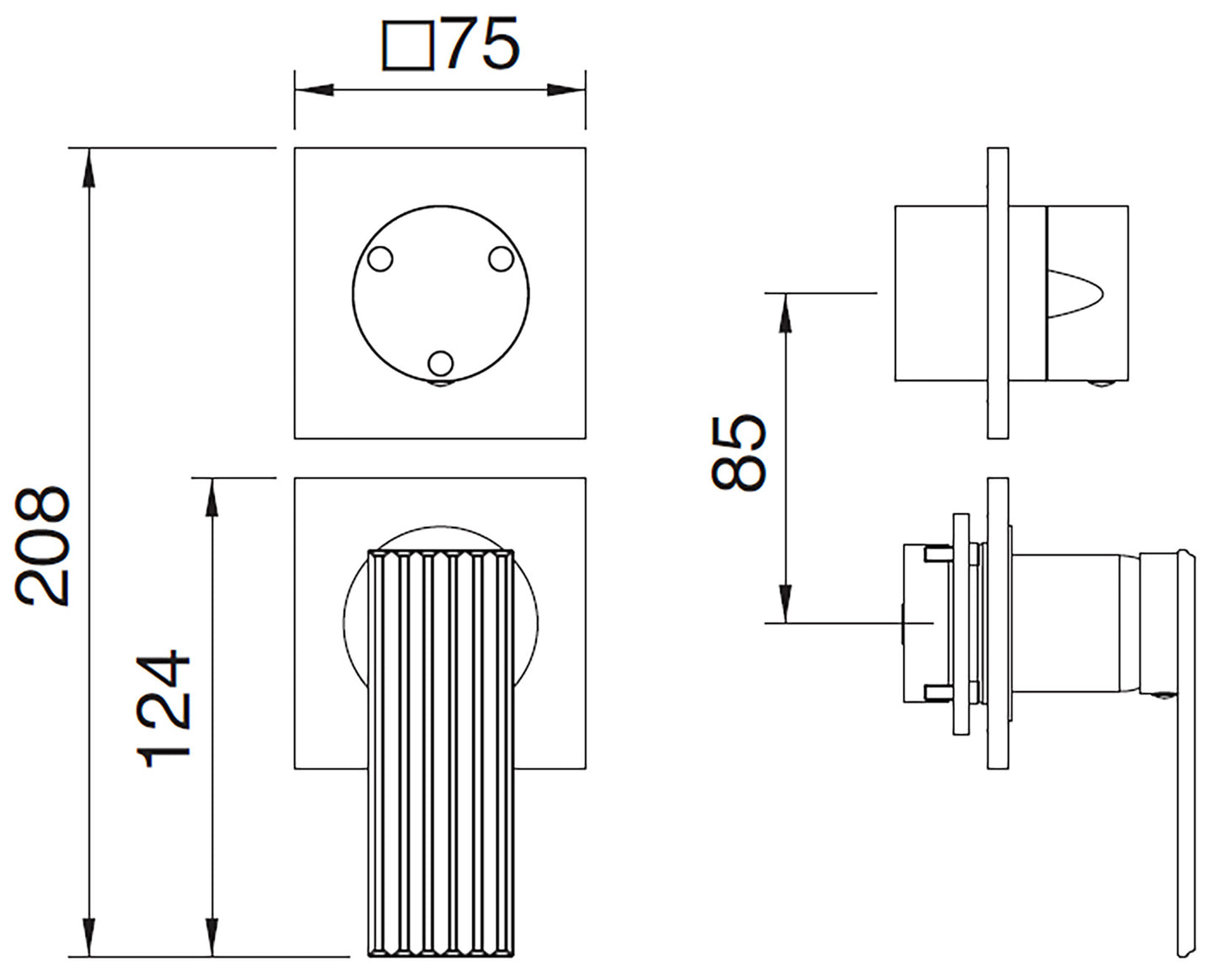 Rubinetterie Treemme 3M Ios RWIT 2AC3 CC 02 + RWIT 22A2 ZZ 01 Miscelatore Monocomando Doccia Incasso Muro Meccanico Deviatore 3 Uscite Senza Piastra Verticale Due Fori 1 Manopola Materiale Ottone Finitura Cromata Parte Interna Esterna Incluse