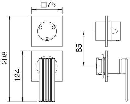 Rubinetterie Treemme 3M Ios RWIT 2AC3 CC 02 + RWIT 22A2 ZZ 01 Miscelatore Monocomando Doccia Incasso Muro Meccanico Deviatore 3 Uscite Senza Piastra Verticale Due Fori 1 Manopola Materiale Ottone Finitura Cromata Parte Interna Esterna Incluse