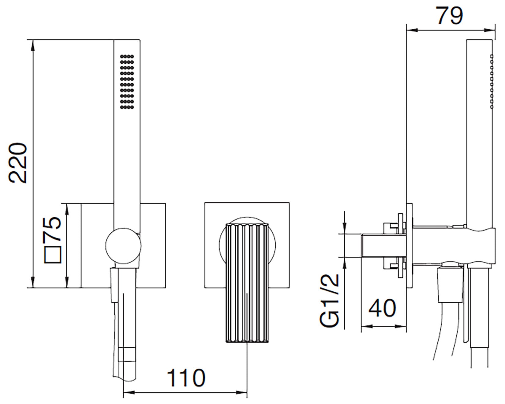Rubinetterie Treemme 3M Ios RWIT 2AD4 CC 01 + RWIT 51A5 ZZ 01 Miscelatore Doccia Incasso Meccanico Parete Doccetta Flessibile Forma Tonda Quadra 2 Fori Monocomando 1 Leva 1 Via Materiale Ottone Finitura Cromata Stile Moderno Parte Interna Esterna Incluse
