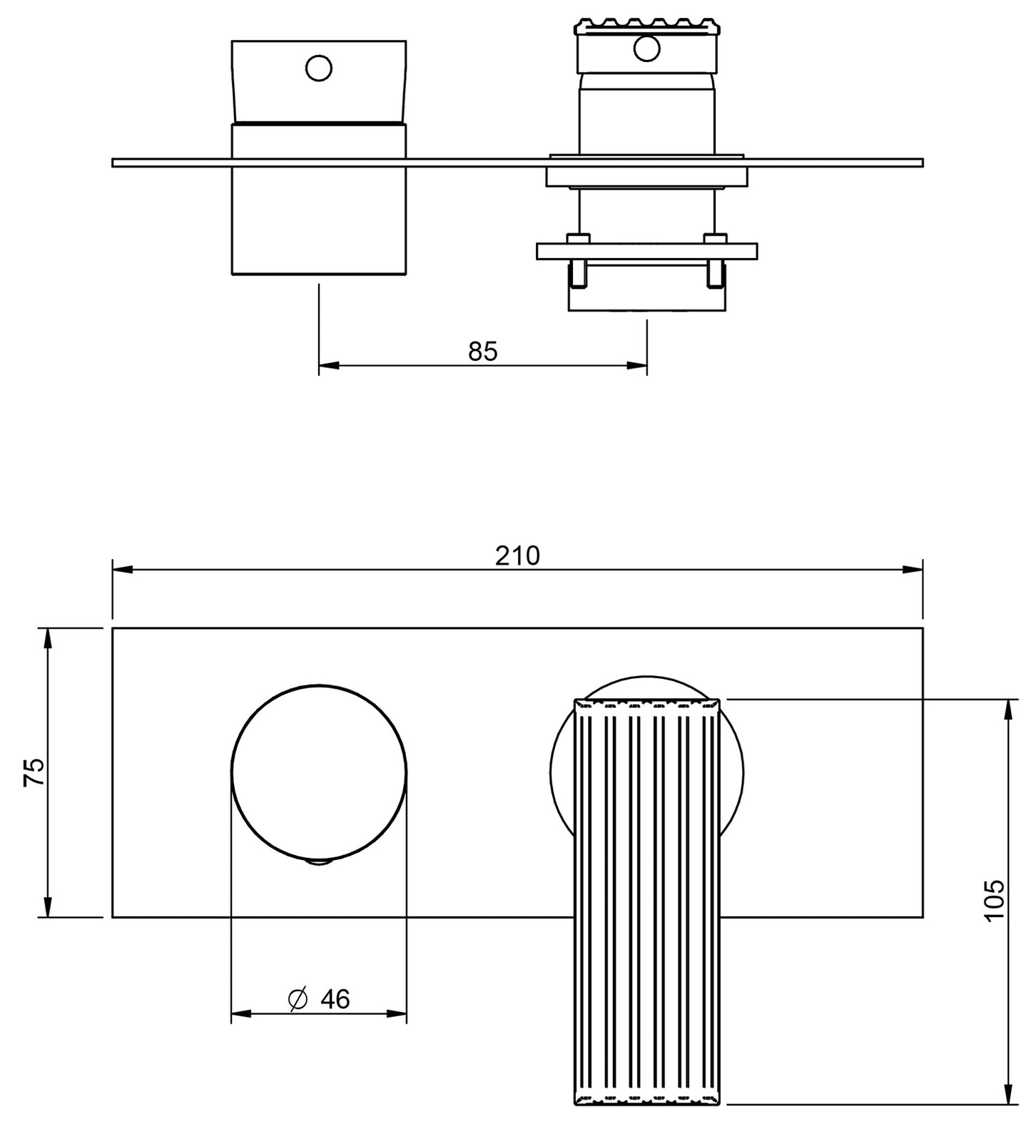 Rubinetterie Treemme 3M Ios RWIT 2AE2 CC 02 + RWIT 22A2 ZZ 01 Miscelatore Monocomando Doccia Incasso Muro Meccanico Deviatore 2 Uscite Con Piastra Orizzontale Due Fori 1 Manopola Materiale Ottone Finitura Cromata Parte Interna Esterna Incluse