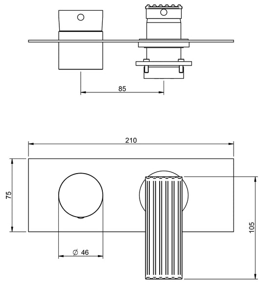 Rubinetterie Treemme 3M Ios RWIT 2AE2 CC 02 + RWIT 22A2 ZZ 01 Miscelatore Monocomando Doccia Incasso Muro Meccanico Deviatore 2 Uscite Con Piastra Orizzontale Due Fori 1 Manopola Materiale Ottone Finitura Cromata Parte Interna Esterna Incluse