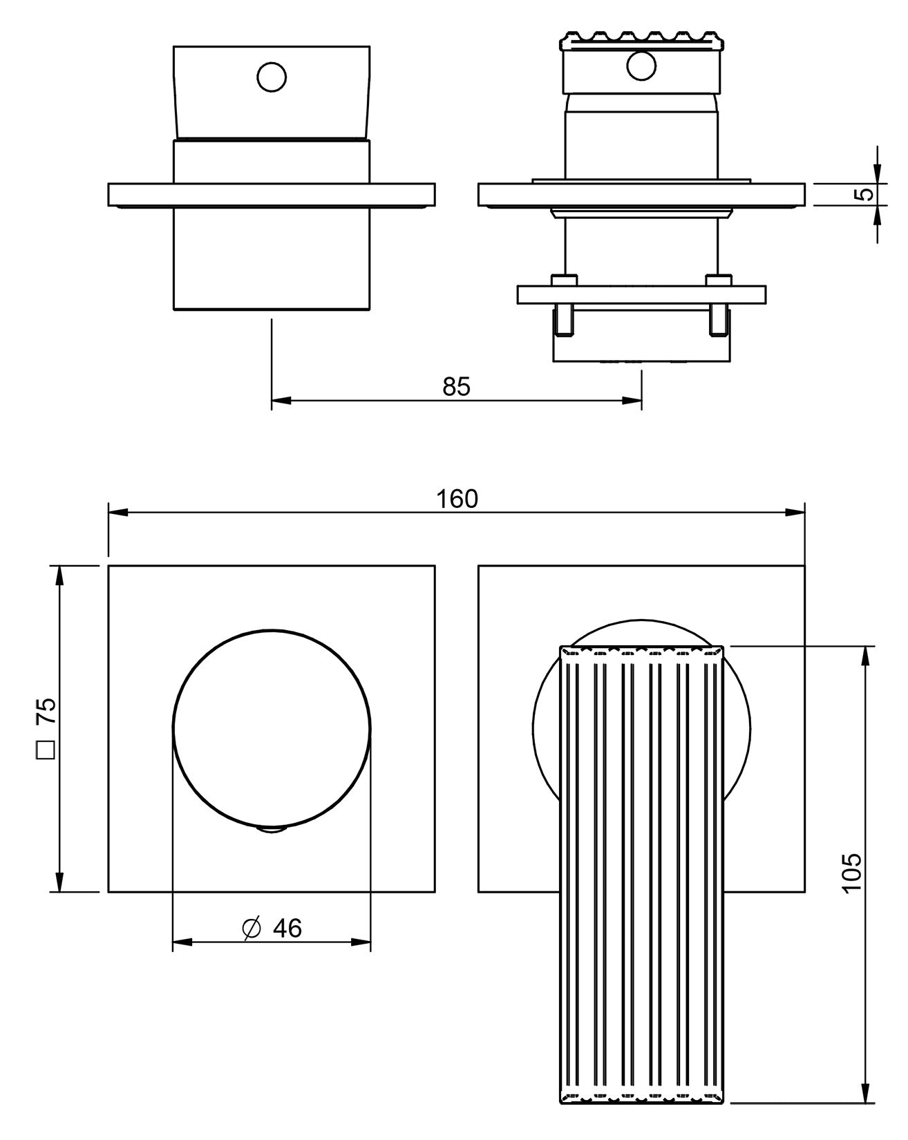 Rubinetterie Treemme 3M Ios RWIT 2AF2 CC 02 + RWIT 22A2 ZZ 01 Miscelatore Monocomando Doccia Incasso Muro Meccanico Deviatore 2 Uscite Senza Piastra Orizzontale Due Fori 1 Manopola Materiale Ottone Finitura Cromata Parte Interna Esterna Incluse