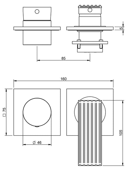 Rubinetterie Treemme 3M Ios RWIT 2AF3 CC 02 + RWIT 22A2 ZZ 01 Miscelatore Monocomando Doccia Incasso Muro Meccanico Deviatore 3 Uscite Senza Piastra Orizzontale Due Fori 1 Manopola Materiale Ottone Finitura Cromata Parte Interna Esterna Incluse