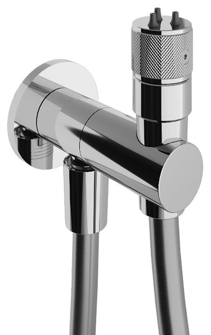 Rubinetterie Treemme 3M Ios RWIT 6565 CC 05 Idroscopino Per WC Con Doccetta Stilo Rotonda in Metallo Girevole ON / OFF Flessibile in PVC 1 Metro Materiale Ottone Finitura Cromato