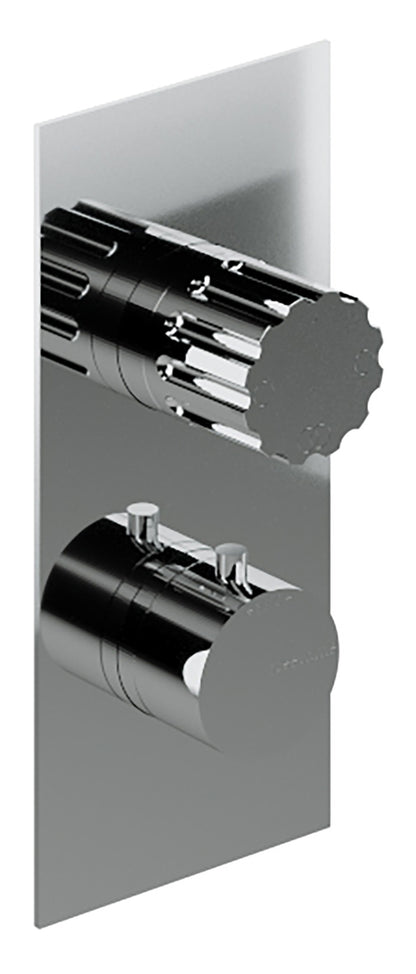 Rubinetterie Treemme 3M Ios RWIT 8A46 CC 60 + RWIT 8A46 ZZ 20 Miscelatore Doccia Incasso Muro Termostatico Deviatore 2 Uscite Con Piastra Due Fori 1 Manopola Materiale Ottone Finitura Cromata Parte Interna Esterna Incluse