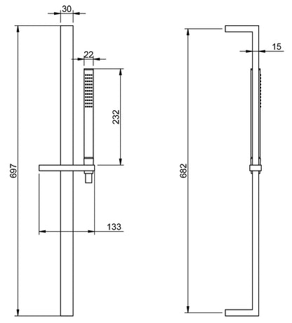 Rubinetterie Treemme 3M Kea IT 0411 CC ZZ ZZ Kit Asta Saliscendi Con Doccetta In Metallo e Flessibile in PVC Senza Presa Acqua Finitura Cromata Portata 8 Litri Al Minuto