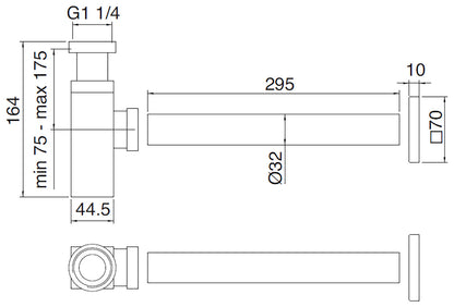 Rubinetterie Treemme 3M Kea IT 0465 CC ZZ ZZ Sifone A Vista Quadro / Tondo Per Bagno A Parete Materiale Ottone Finitura Cromata