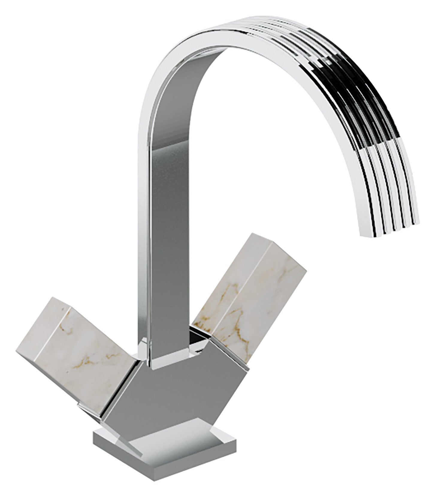 Rubinetterie Treemme 3M Kea IT 7A14 CC K1 ZZ Miscelatore Lavabo 190 mm Appoggio 2 Manopole in Marmo Avorio Segesta Monoforo Stile Moderno Altezza 280 mm Lunghezza 205 mm Materiale Ottone Finitura Cromato 