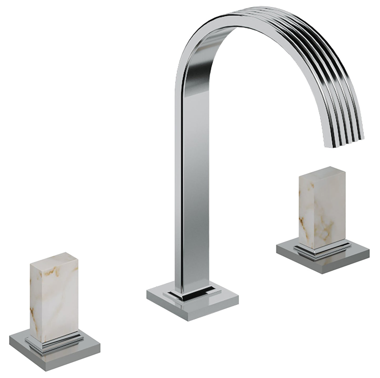 Rubinetterie Treemme 3M Kea IT 7A16 CC K1 ZZ Miscelatore Batteria Lavabo 195 mm Appoggio 2 Manopole in Marmo Avorio Segesta 3 Fori Stile Moderno Altezza 286 mm Lunghezza 205 mm Materiale Ottone Finitura Cromato 