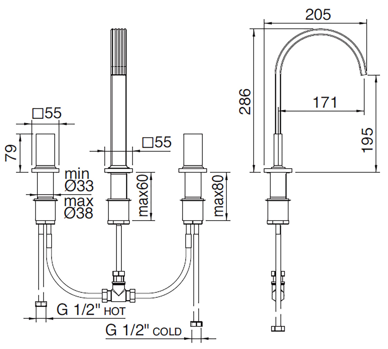 Rubinetterie Treemme 3M Kea IT 7A16 CC K1 ZZ Miscelatore Batteria Lavabo 195 mm Appoggio 2 Manopole in Marmo Avorio Segesta 3 Fori Stile Moderno Altezza 286 mm Lunghezza 205 mm Materiale Ottone Finitura Cromato 
