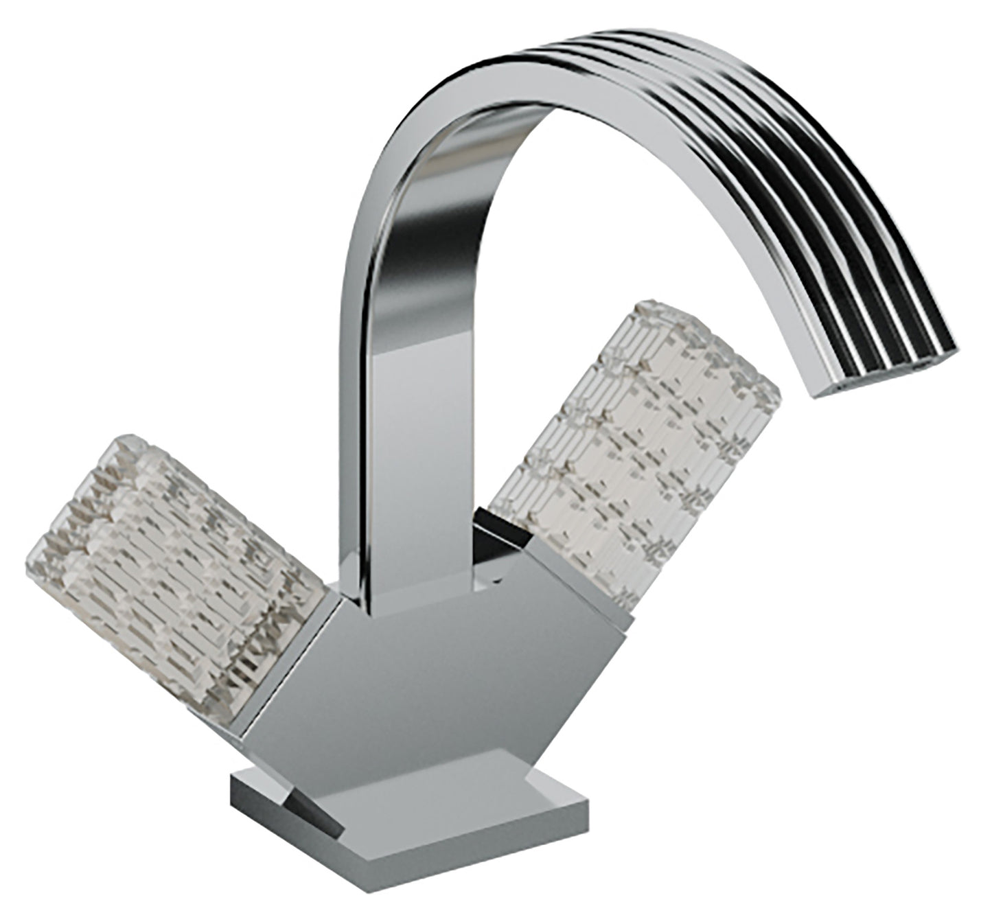 Rubinetterie Treemme 3M Kea IT 7A24 CC RO ZZ Miscelatore Monoforo Bidet Appoggio 2 Manopole in Cristallo Trasparente Stile Moderno Altezza 210 mm Lunghezza 194 mm Senza Piletta Di Scarico Materiale Ottone Finitura Cromato