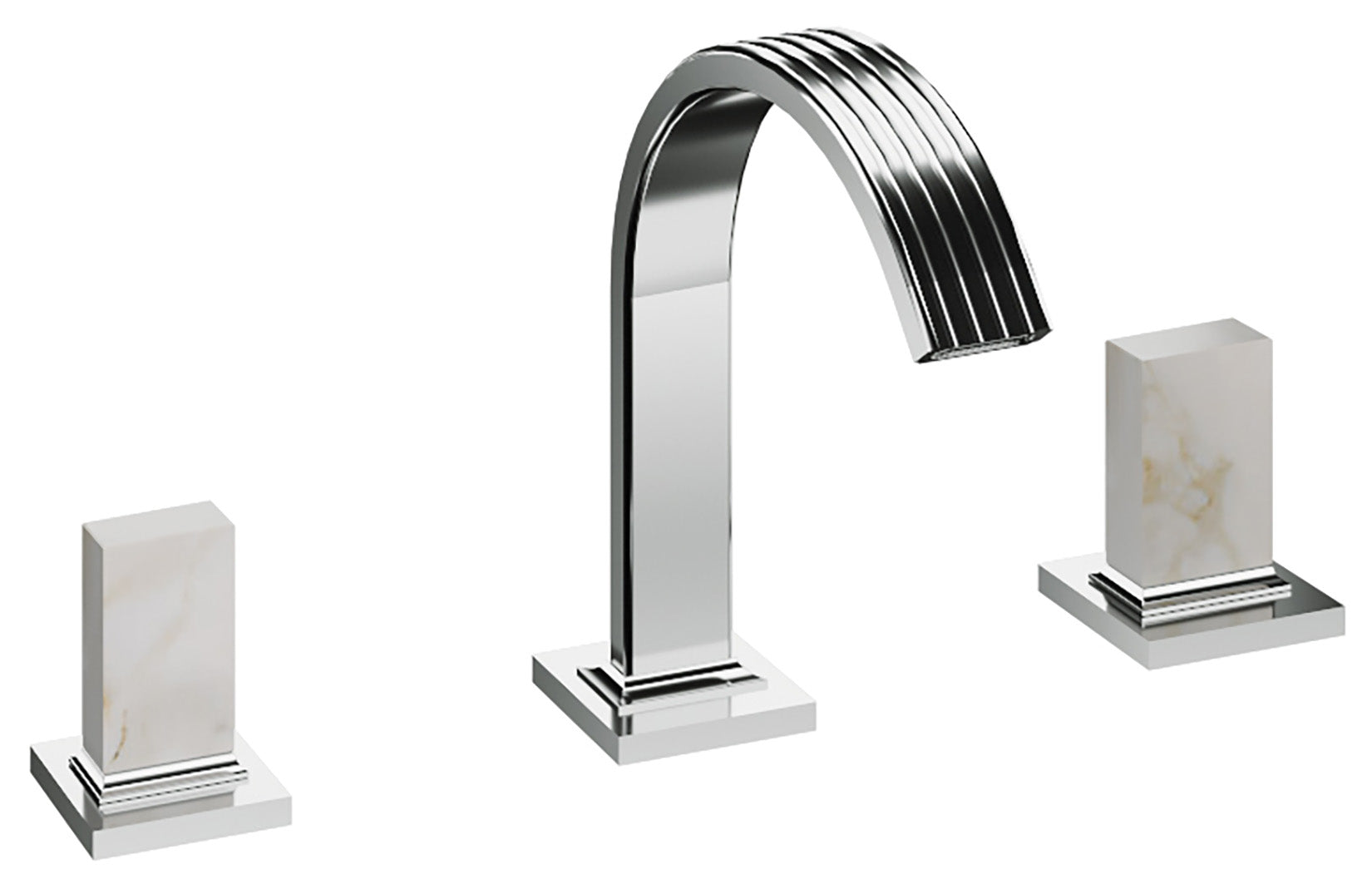 Rubinetterie Treemme 3M Kea IT 7A27 CC K1 ZZ Miscelatore Batteria Bidet Appoggio 2 Manopole in Marmo Avorio Segesta 3 Fori Stile Moderno Altezza 210 mm Lunghezza 195 mm Senza Piletta Di Scarico Materiale Ottone Finitura Cromato 