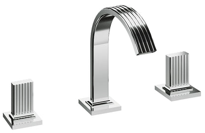 Rubinetterie Treemme 3M Kea IT 7A27 CC KO ZZ Miscelatore Batteria Bidet Appoggio 2 Manopole in Ottone 3 Fori Stile Moderno Altezza 210 mm Lunghezza 195 mm Senza Piletta Di Scarico Materiale Ottone Finitura Cromato 