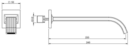 Rubinetterie Treemme 3M Kea IT 7A61 CC ZZ ZZ Bocca Muro 233 mm Getto Erogazione Uscita Acqua Installazione Parete Materiale Ottone Finitura Cromata Stile Moderno Monoforo Lunghezza 240 mm Portata Acqua 6 Litri Al Minuto