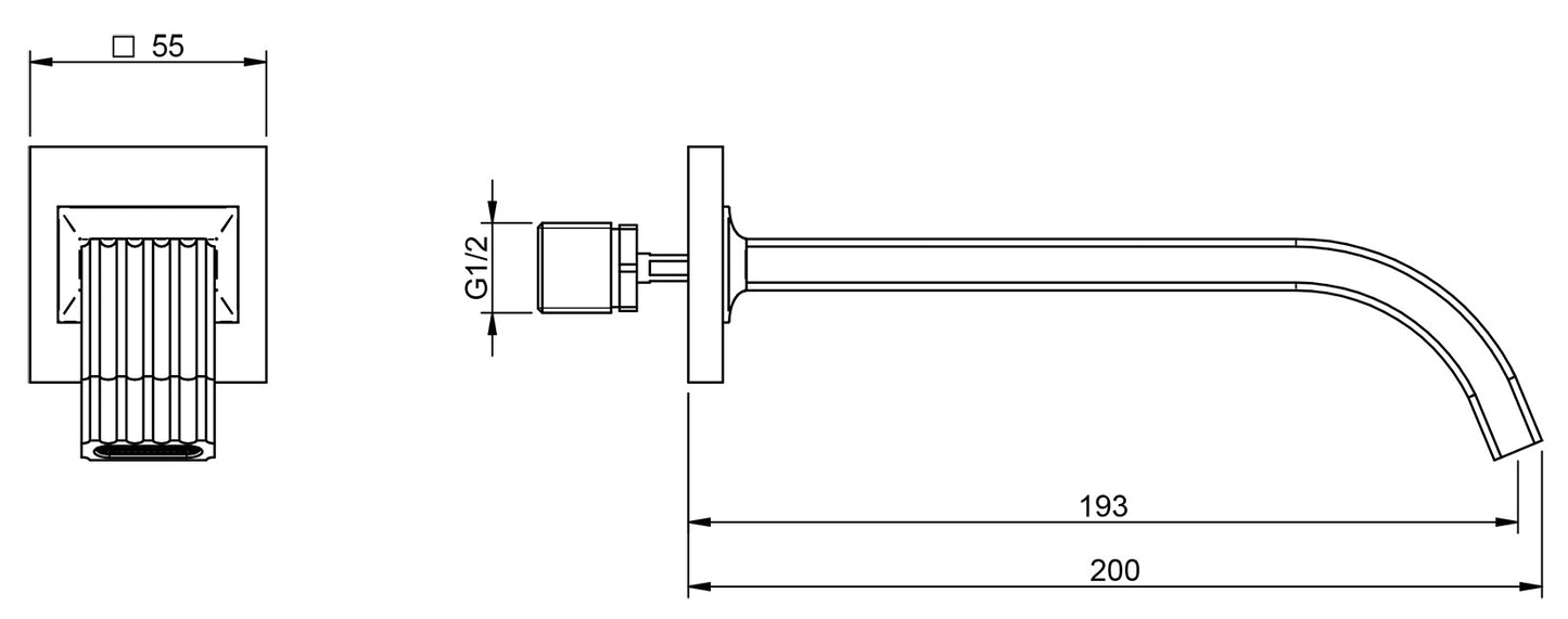 Rubinetterie Treemme 3M Kea IT 7A63 CC ZZ ZZ Bocca Muro 193 mm Getto Erogazione Uscita Acqua Installazione Parete Materiale Ottone Finitura Cromata Stile Moderno Monoforo Lunghezza 200 mm Portata Acqua 6 Litri Al Minuto