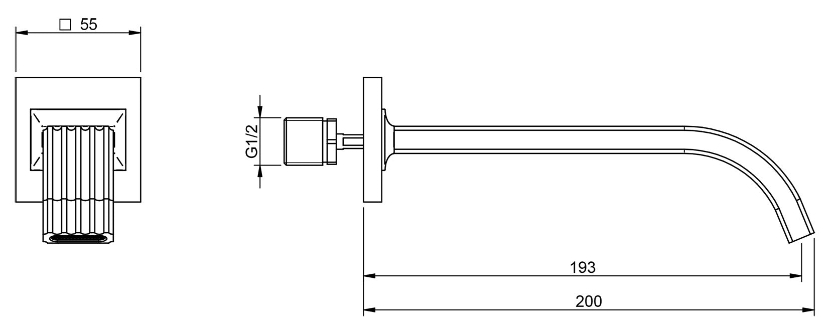 Rubinetterie Treemme 3M Kea IT 7A63 CC ZZ ZZ Bocca Muro 193 mm Getto Erogazione Uscita Acqua Installazione Parete Materiale Ottone Finitura Cromata Stile Moderno Monoforo Lunghezza 200 mm Portata Acqua 6 Litri Al Minuto