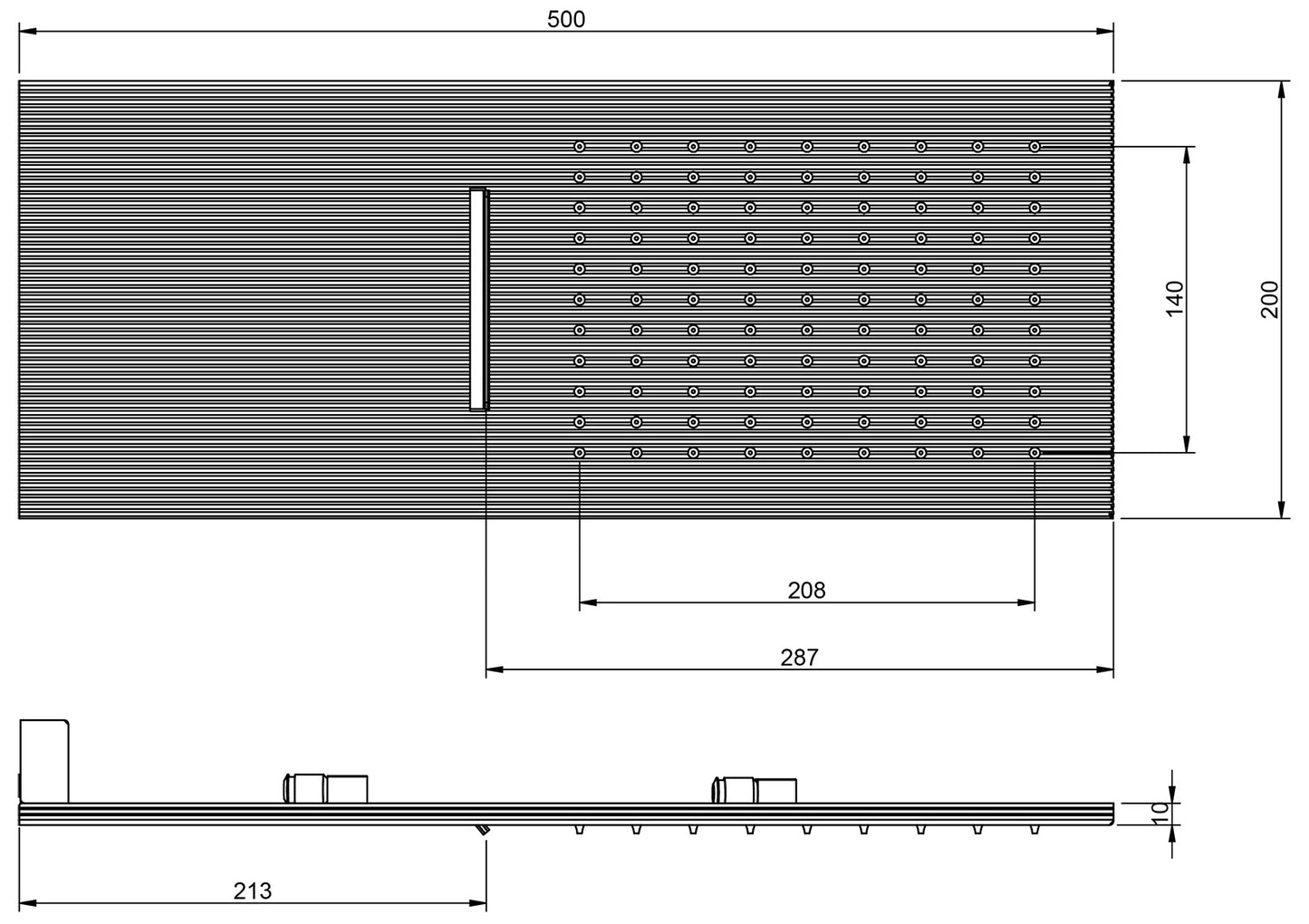 Rubinetterie Treemme 3M Kea IT RTBR 366 CC Soffione Doccia A Parete Forma a Mensola Rettangolare Misura 500x200 mm Incluso Staffa Fissaggio a Muro Uscita Acqua a Pioggia e Cascata Stile Moderno Materiale Metallo Finitura Cromato