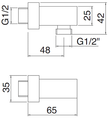 Rubinetterie Treemme 3M Kea IT RTGA 119 CC Presa Acqua A Muro Forma Quadra Materiale Ottone Finitura Cromata