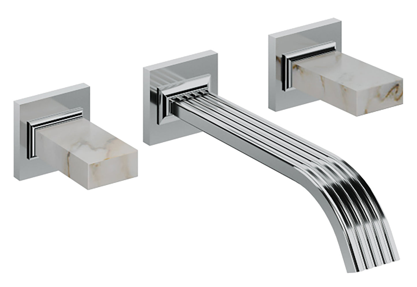 Rubinetterie Treemme 3M Kea RWIT 3A52 CC K1 + RWIT 3A60 ZZ 02 Miscelatore Gruppo Lavabo A Muro 2 Manopole in Marmo Avorio Segesta 3 Fori Stile Moderno Lunghezza Canna 200 mm Materiale Ottone Finitura Cromato Parte Interna Esterna Incluse