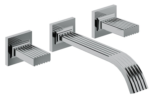 Rubinetterie Treemme 3M Kea RWIT 3A52 CC KO + RWIT 3A60 ZZ 02 Miscelatore Gruppo Lavabo A Muro 2 Manopole in Ottone 3 Fori Stile Moderno Lunghezza Canna 200 mm Materiale Ottone Finitura Cromato Parte Interna Esterna Incluse