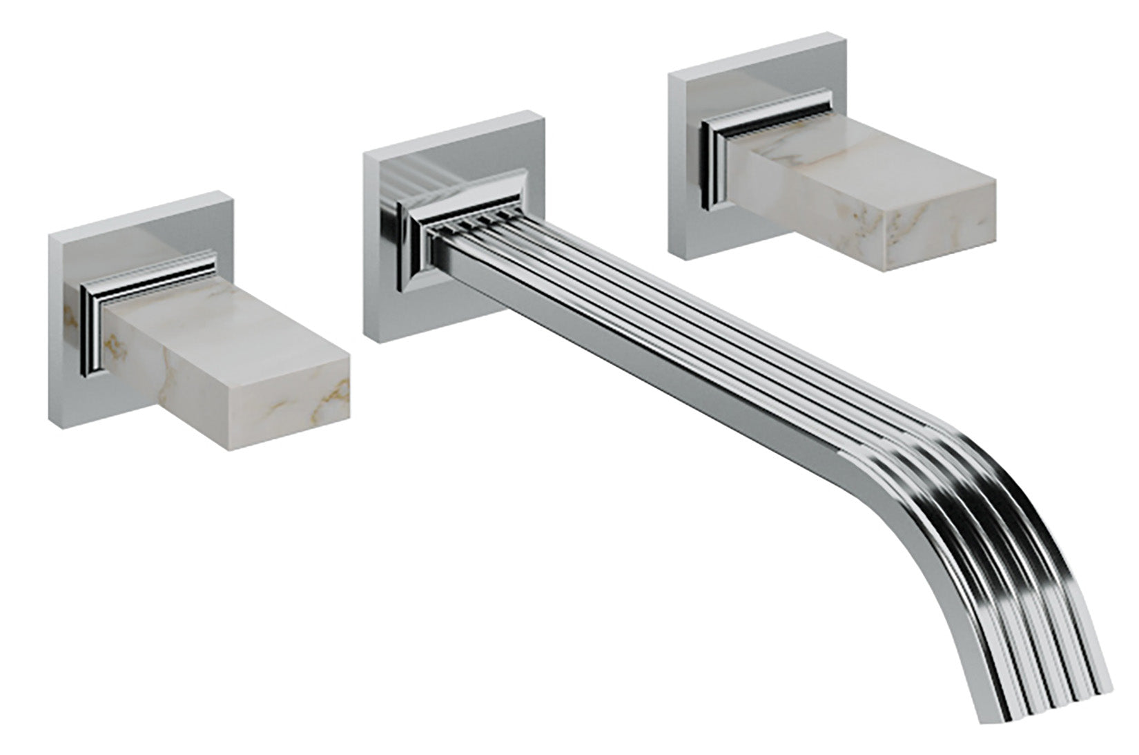 Rubinetterie Treemme 3M Kea RWIT 3A60 CC K1 + RWIT 3A60 ZZ 02 Miscelatore Gruppo Lavabo A Muro 2 Manopole in Marmo Avorio Segesta 3 Fori Stile Moderno Lunghezza Canna 240 mm Materiale Ottone Finitura Cromato Parte Interna Esterna Incluse