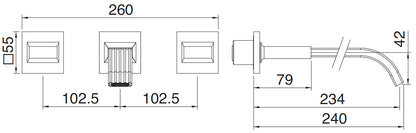 Rubinetterie Treemme 3M Kea RWIT 3A60 CC K1 + RWIT 3A60 ZZ 02 Miscelatore Gruppo Lavabo A Muro 2 Manopole in Marmo Avorio Segesta 3 Fori Stile Moderno Lunghezza Canna 240 mm Materiale Ottone Finitura Cromato Parte Interna Esterna Incluse