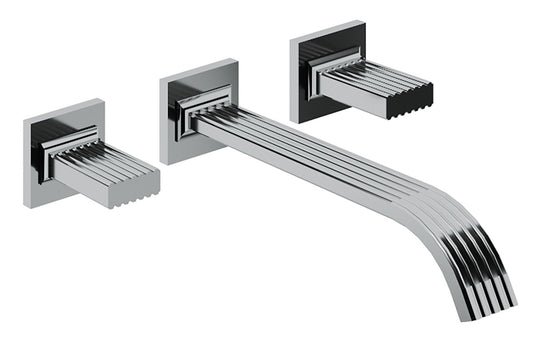 Rubinetterie Treemme 3M Kea RWIT 3A60 CC KO + RWIT 3A60 ZZ 02 Miscelatore Gruppo Lavabo A Muro 2 Manopole in Ottone 3 Fori Stile Moderno Lunghezza Canna 240 mm Materiale Ottone Finitura Cromato Parte Interna Esterna Incluse
