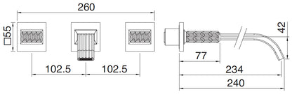 Rubinetterie Treemme 3M Kea RWIT 3A60 CC RO + RWIT 3A60 ZZ 02 Miscelatore Gruppo Lavabo A Muro 2 Manopole in Cristallo Trasparente 3 Fori Stile Moderno Lunghezza Canna 240 mm Materiale Ottone Finitura Cromato Parte Interna Esterna Incluse