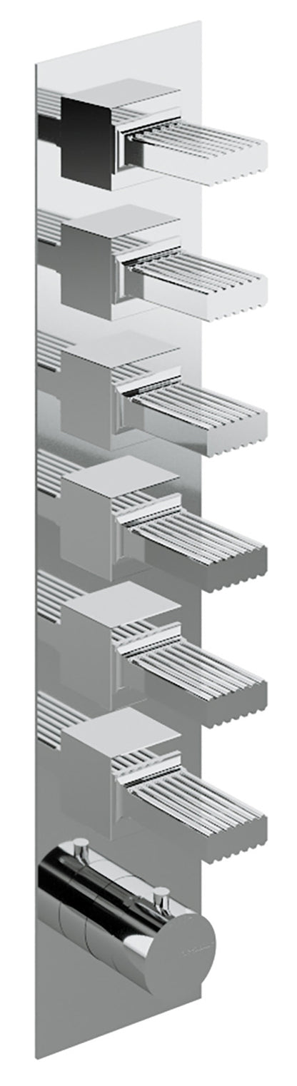 Rubinetterie Treemme 3M Kea RWIT 7A64 CC KO + RWIT 7264 ZZ 30 Miscelatore Termostatico Doccia Incasso Muro 6 Uscite Con Piastra 7 Fori Sei Manopole in Ottone Materiale Ottone Finitura Cromata Parte Interna Esterna Incluse