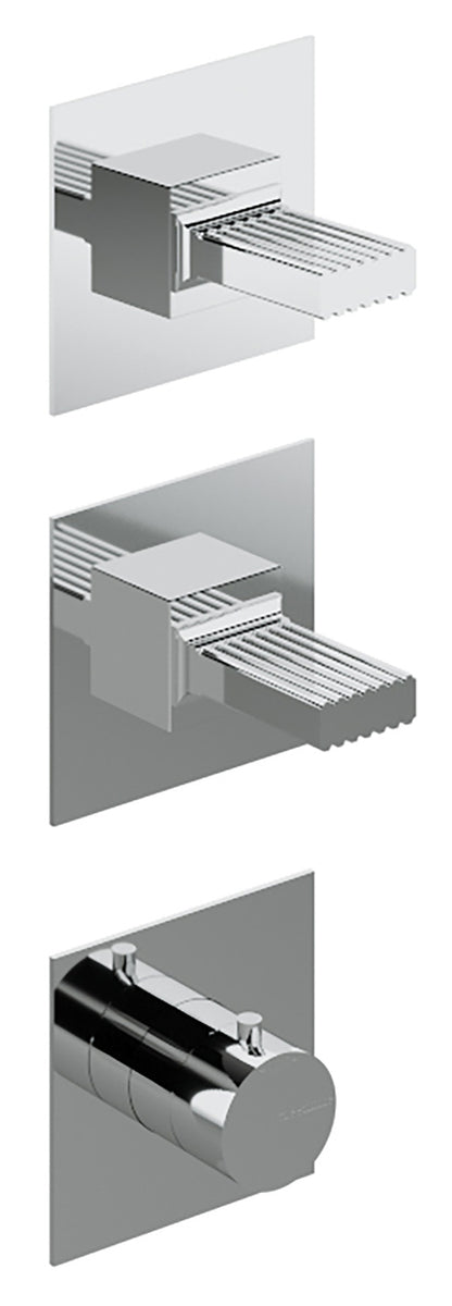 Rubinetterie Treemme 3M Kea RWIT 7A74 CC KO + RWIT 7274 ZZ 40 Miscelatore Termostatico Doccia Incasso Muro 2 Uscite Senza Piastra 3 Fori 2 Manopole in Ottone Materiale Ottone Finitura Cromata Parte Interna Esterna Incluse