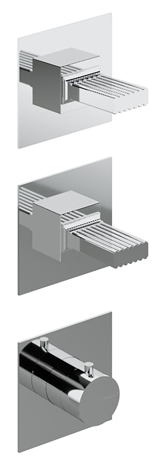 Rubinetterie Treemme 3M Kea RWIT 7A74 CC KO + RWIT 7274 ZZ 40 Miscelatore Termostatico Doccia Incasso Muro 2 Uscite Senza Piastra 3 Fori 2 Manopole in Ottone Materiale Ottone Finitura Cromata Parte Interna Esterna Incluse