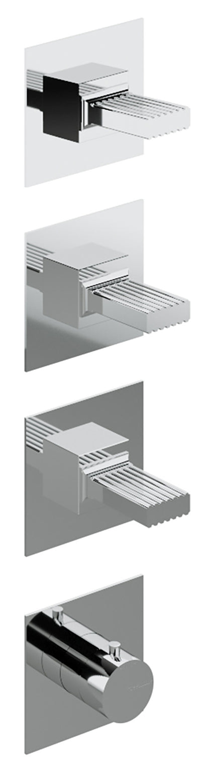 Rubinetterie Treemme 3M Kea RWIT 7A75 CC KO + RWIT 7275 ZZ 40 Miscelatore Termostatico Doccia Incasso Muro 3 Uscite Senza Piastra 4 Fori 3 Manopole in Ottone Materiale Ottone Finitura Cromata Parte Interna Esterna Incluse